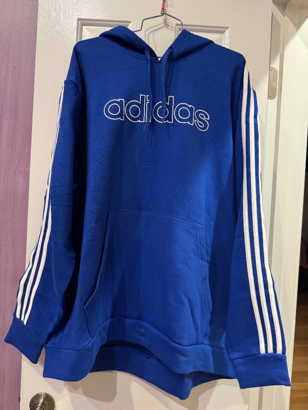 Men’s adidas hooded sweatshirt, XXL, blue, excellent condition